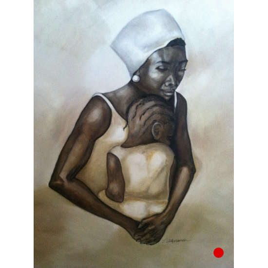 oil-painting-african-mother-in-a-white-dress-SOLD