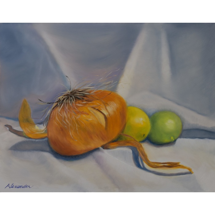 oil-painting-onion-with-a-mane-and-a-tail
